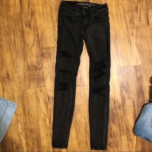 American Eagle black ripped skinny jeans